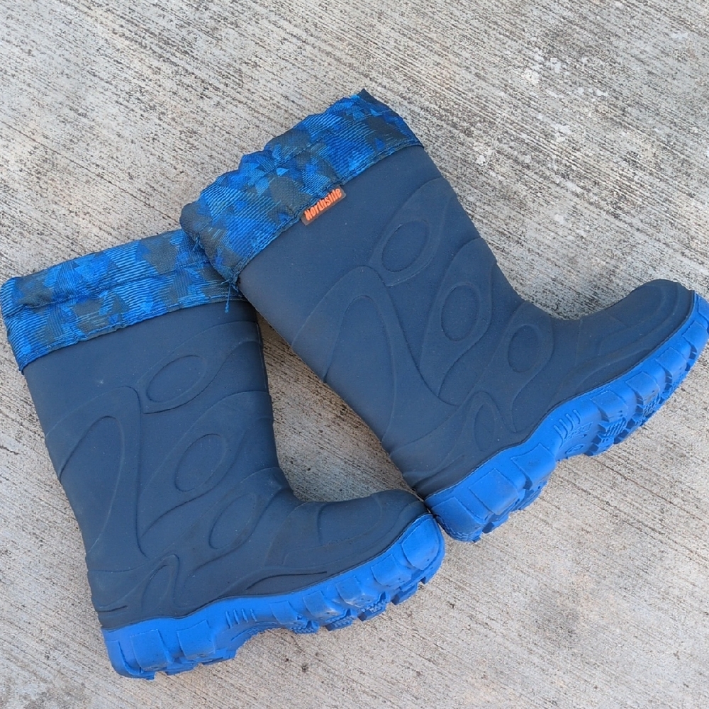 Northside Boys Blue Rubber Snow Rain Boots Size 6